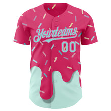 Load image into Gallery viewer, Custom Pink Ice Blue 3D Pattern Design Foodie Dripping Ice Cream Authentic Baseball Jersey