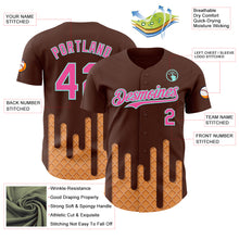 Load image into Gallery viewer, Custom Brown Pink-Ice Blue 3D Pattern Design Foodie Dripping Ice Cream Authentic Baseball Jersey