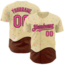 Load image into Gallery viewer, Custom Yellow Pink-Brown 3D Pattern Design Foodie Dripping Ice Cream Authentic Baseball Jersey