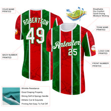 Charger l'image dans la galerie, Custom White Grass Green-Red Portugal Grunge Stripe And Splash Performance T-Shirt