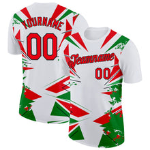 Charger l'image dans la galerie, Custom White Fire Red Green-Black Portugal Geometric Performance T-Shirt