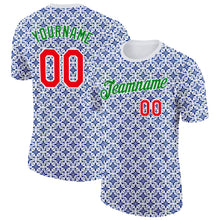 Charger l'image dans la galerie, Custom White Fire Red Grass Green-Blue Portugal Floral Performance T-Shirt