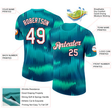 Load image into Gallery viewer, Custom Blue White-Red Uzbekistan Gradient Wave Performance T-Shirt