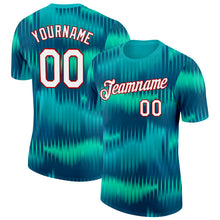 Load image into Gallery viewer, Custom Blue White-Red Uzbekistan Gradient Wave Performance T-Shirt