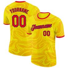 Загрузить изображение в средство просмотра галереи, Custom Yellow Fire Red-Royal Colombia Fluid Liquid Performance T-Shirt