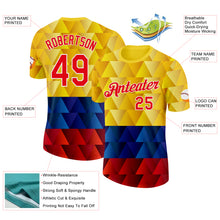 Загрузить изображение в средство просмотра галереи, Custom Yellow Red Blue-White Colombia Geometric Performance T-Shirt