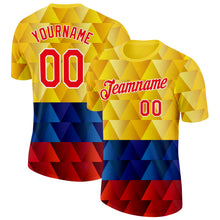 Загрузить изображение в средство просмотра галереи, Custom Yellow Red Blue-White Colombia Geometric Performance T-Shirt