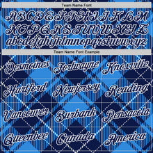 Charger l'image dans la galerie, Custom Navy White-Powder Blue Scotland Plaid Performance T-Shirt