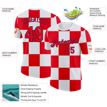 Charger l'image dans la galerie, Custom White Fire Red-US Navy Blue Croatia Plaid Performance T-Shirt