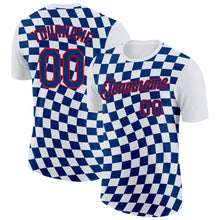 Charger l'image dans la galerie, Custom White US Navy Blue Fire Red-Blue Croatia Plaid Performance T-Shirt