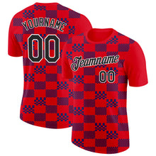 Загрузить изображение в средство просмотра галереи, Custom Red Black White-Blue Croatia Plaid Performance T-Shirt