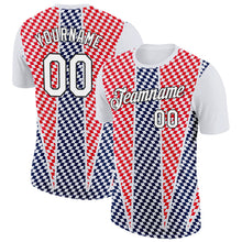 Charger l'image dans la galerie, Custom White Black Red-Navy Croatia Plaid Performance T-Shirt