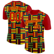 Load image into Gallery viewer, Custom Red Yellow Kelly Green-Black Ghana Geometric Performance T-Shirt