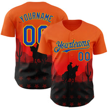 Load image into Gallery viewer, Custom Orange Thunder Blue-Yellow Texas Cowboy City Edition Authentic Baseball Jersey