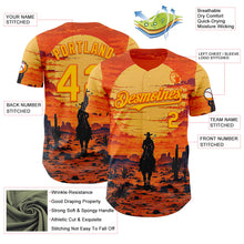 Load image into Gallery viewer, Custom Orange Yellow Texas Cowboy Sunset Southwest Landscape City Edition Authentic Baseball Jersey