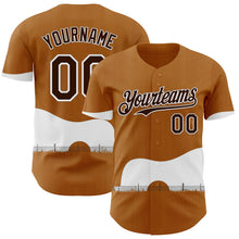 Load image into Gallery viewer, Custom Brown White Texas Guitar City Edition Authentic Baseball Jersey