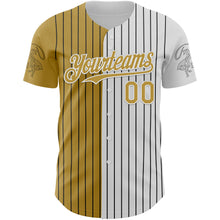 Load image into Gallery viewer, Custom White Black Pinstripe Old Gold Texas City Edition Authentic Baseball Jersey