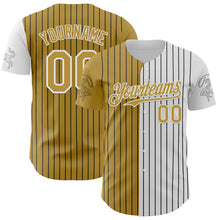 Load image into Gallery viewer, Custom White Black Pinstripe Old Gold Texas City Edition Authentic Baseball Jersey