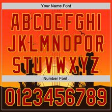 Load image into Gallery viewer, Custom Orange Red Yellow-Black Texas Sunset Southwest Landscape Guitar City Edition Authentic Baseball Jersey