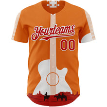 Load image into Gallery viewer, Custom Orange Red-White Texas Sunset Southwest Landscape Guitar City Edition Authentic Baseball Jersey