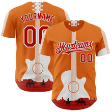Load image into Gallery viewer, Custom Orange Red-White Texas Sunset Southwest Landscape Guitar City Edition Authentic Baseball Jersey