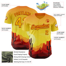Load image into Gallery viewer, Custom Yellow Red Texas Sunset Southwest Landscape City Edition Authentic Baseball Jersey