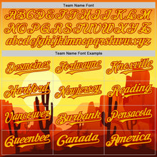 Load image into Gallery viewer, Custom Yellow Red Texas Sunset Southwest Landscape City Edition Authentic Baseball Jersey