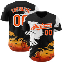 Load image into Gallery viewer, Custom Black Orange-White Texas Sunset Southwest Landscape City Edition Authentic Baseball Jersey