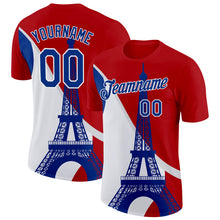 Laden Sie das Bild in den Galerie-Viewer, Custom Red Royal-White Eiffel Tower Performance T-Shirt