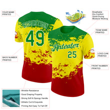 Charger l'image dans la galerie, Custom Grass Green White Light Yellow-Red Senegal Grunge Performance T-Shirt