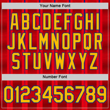 Laden Sie das Bild in den Galerie-Viewer, Custom Red Gold-Royal Spain Stripe Performance T-Shirt