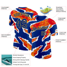 Charger l'image dans la galerie, Custom Royal Red-Gold Spain Claw Rip Torn Performance T-Shirt