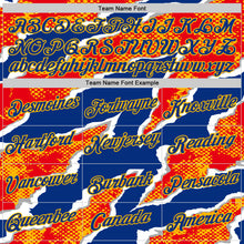 Charger l'image dans la galerie, Custom Royal Red-Gold Spain Claw Rip Torn Performance T-Shirt