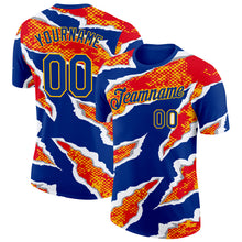 Charger l'image dans la galerie, Custom Royal Red-Gold Spain Claw Rip Torn Performance T-Shirt