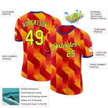 Load image into Gallery viewer, Custom Red Light Yellow-Royal Spain Diagonal Stripe Gothic Performance T-Shirt