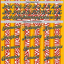 Загрузить изображение в средство просмотра галереи, Custom Gold Royal-Red Spain Geometric Stripe Performance T-Shirt