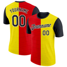 Charger l'image dans la galerie, Custom Gold Black Red-White Spain Split Stripe Performance T-Shirt