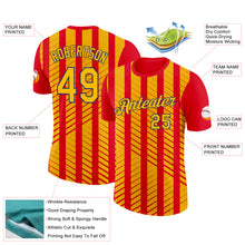 Загрузить изображение в средство просмотра галереи, Custom Red Gold-Royal Spain Stripe Performance T-Shirt