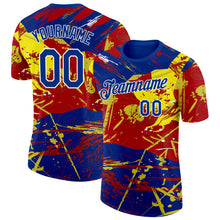 Charger l'image dans la galerie, Custom Royal Red Yellow-White Spain Splash Performance T-Shirt