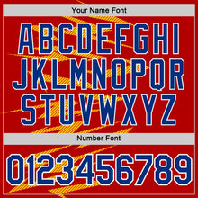 Laden Sie das Bild in den Galerie-Viewer, Custom Red Royal Yellow-White Spain Lightning Stripe Performance T-Shirt