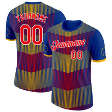 Charger l'image dans la galerie, Custom Royal Fire Red Yellow-White Cape Verde Stripe Star Performance T-Shirt