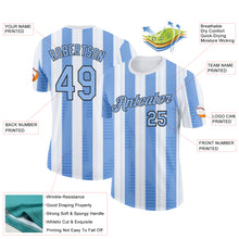 Charger l'image dans la galerie, Custom White Light Blue-Black Uruguay Stripe Performance T-Shirt