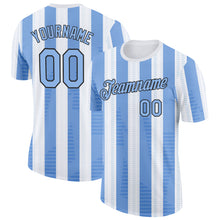Charger l'image dans la galerie, Custom White Light Blue-Black Uruguay Stripe Performance T-Shirt