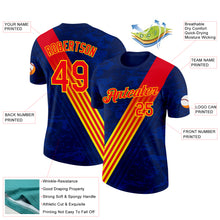 Charger l'image dans la galerie, Custom Navy Fire Red-Light Yellow Spain Stripe Performance T-Shirt