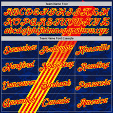 Charger l'image dans la galerie, Custom Navy Fire Red-Light Yellow Spain Stripe Performance T-Shirt