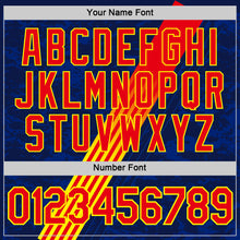 Charger l'image dans la galerie, Custom Navy Fire Red-Light Yellow Spain Stripe Performance T-Shirt