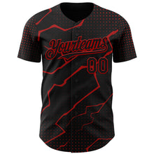 Charger l'image dans la galerie, Custom Black Red 3D Pattern Design Lightning Polka Dot Authentic Baseball Jersey