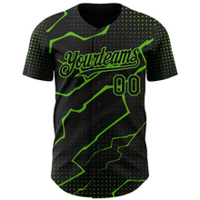 Load image into Gallery viewer, Custom Black Aurora Green 3D Pattern Design Lightning Polka Dot Authentic Baseball Jersey