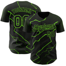 Load image into Gallery viewer, Custom Black Aurora Green 3D Pattern Design Lightning Polka Dot Authentic Baseball Jersey