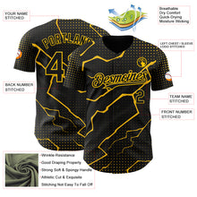 Laden Sie das Bild in den Galerie-Viewer, Custom Black Yellow 3D Pattern Design Lightning Polka Dot Authentic Baseball Jersey